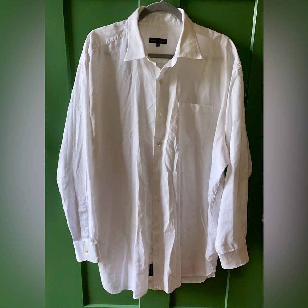 Robert Talbott White Button Down Shirt Size 18 1/… - image 1